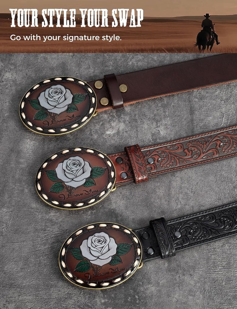 Biybletes Store Western Belt Buckle – 3D Engraved Genuine Leather Cowboy & Cowgirl Belt Buckle Fits 1.5 Inch Belts - Image 4